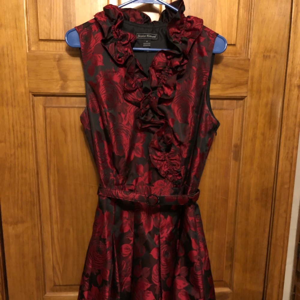 Ladies Red and Black Floral Print Dress